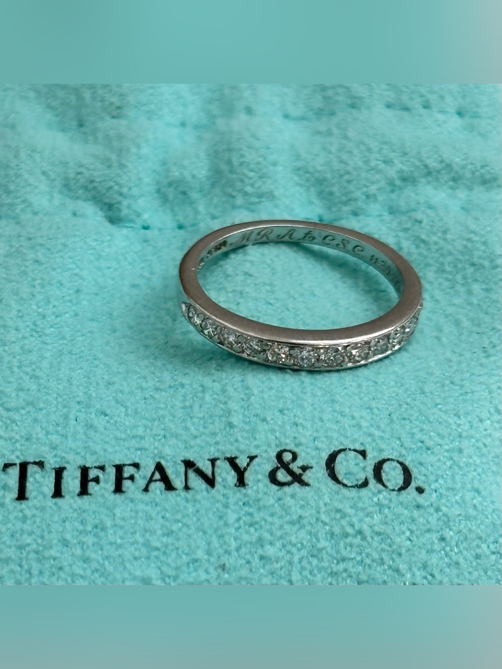 Tiffany & Co. Platinum Pave Diamond 0.3 Carat Eternity Wedding Band Ring US 5